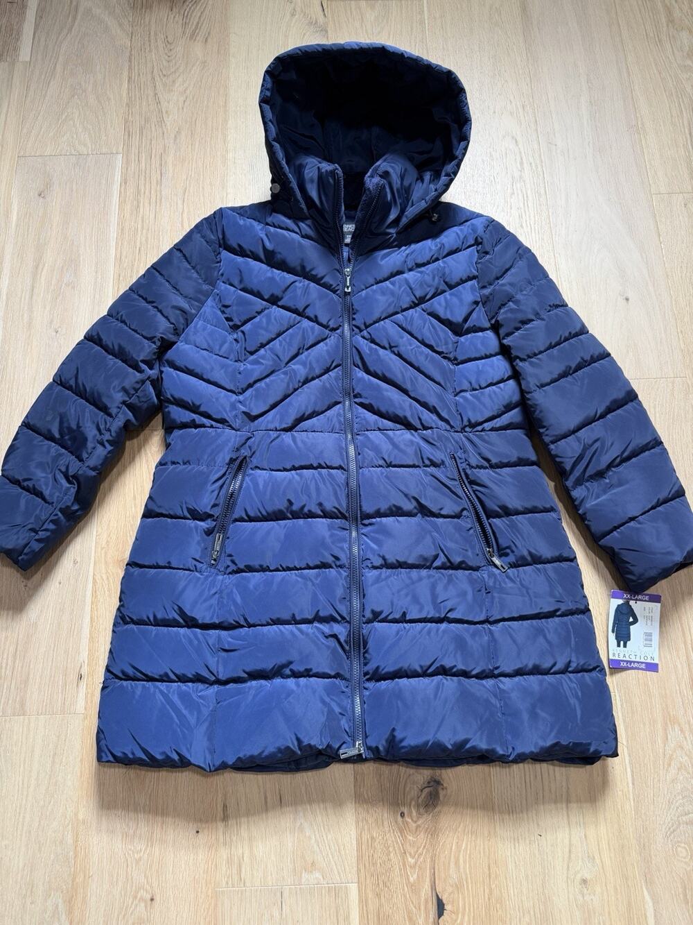 Kenneth Cole Reaction Women’s XXL Puffer Coat Hooded Long Down Feather Jacket